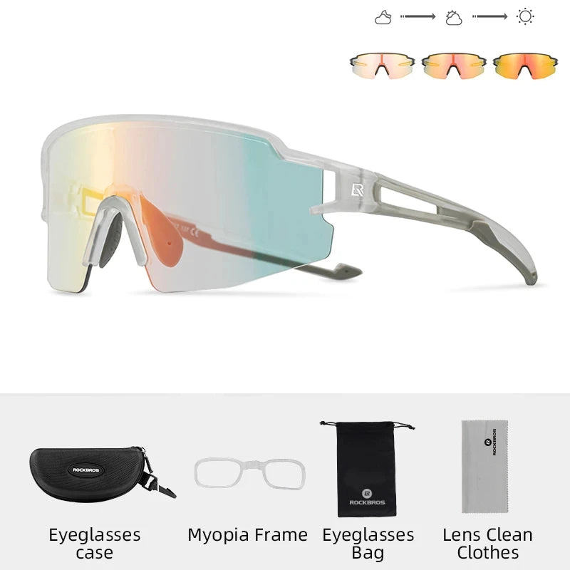 ROCKBROS Cycling Glasses Photochromic Polarized Lenses UV400 Protection Eyewear Elite