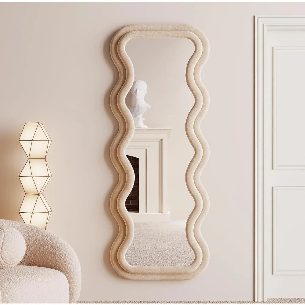 Irregular Arched Wavy Floor Mirror For Bedroom