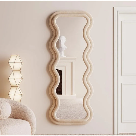 Irregular Arched Wavy Floor Mirror For Bedroom