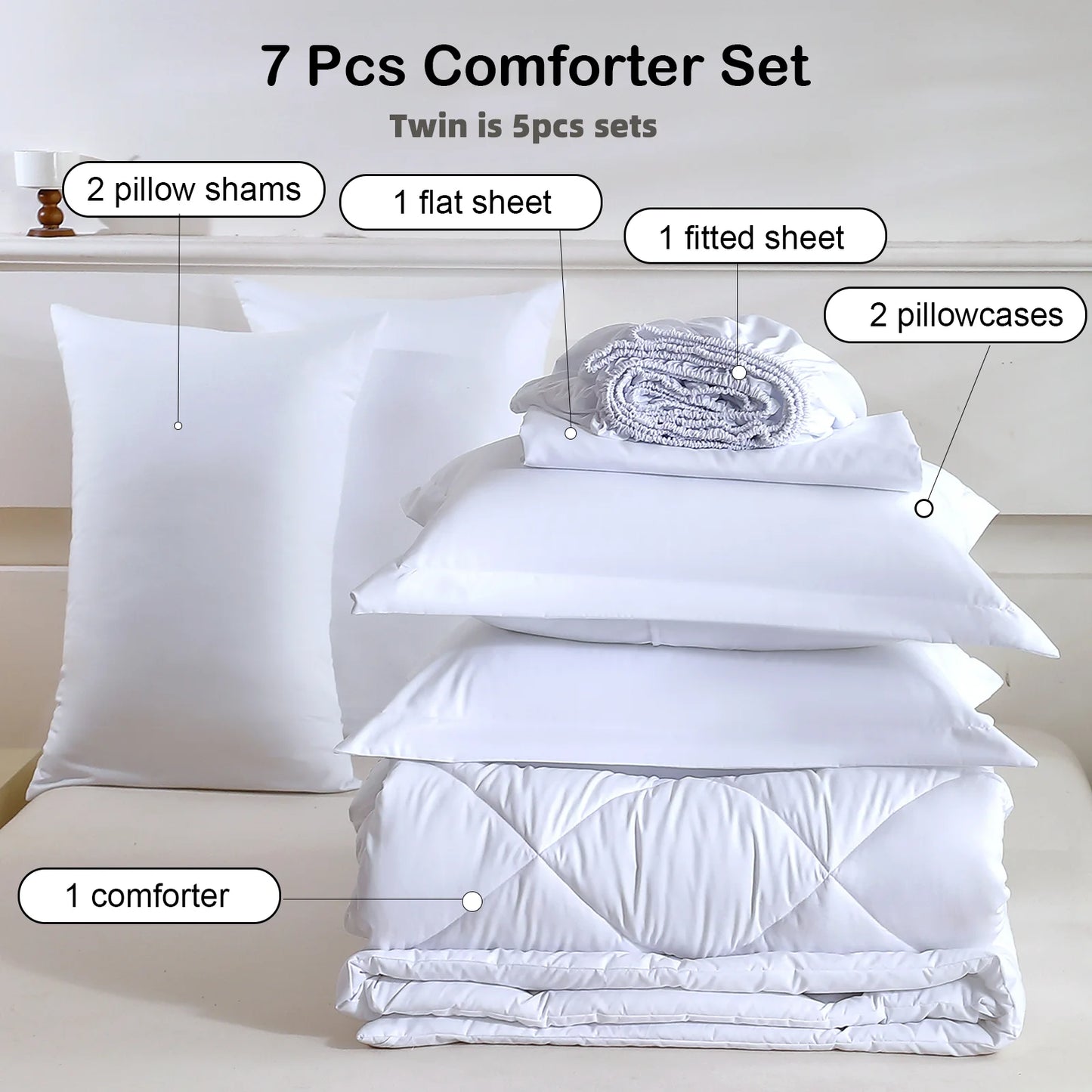 easYumCN Bedding Sets Comforter Flat Sheet Fitted Pillowcases