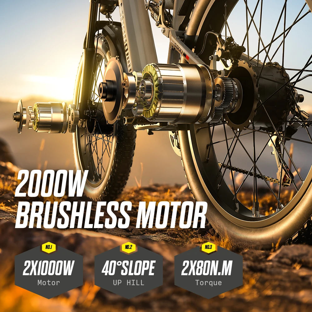 Shengmilo S600 Dual Motor 2000W Fat Tire Electric Mountain Bike