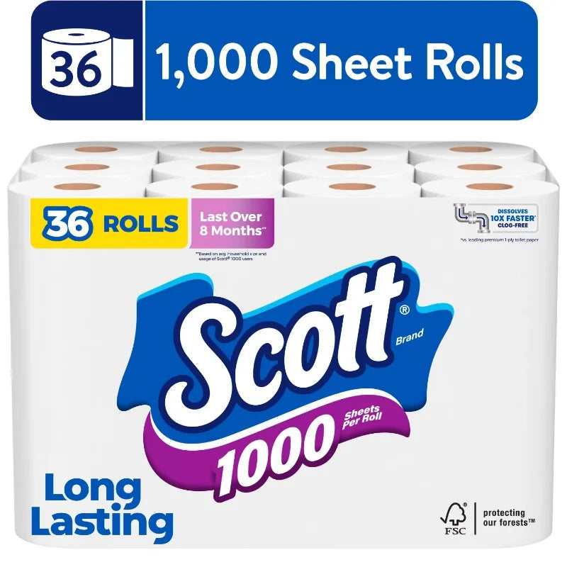 Scott 1000 Toilet Paper Unscented 36 Rolls