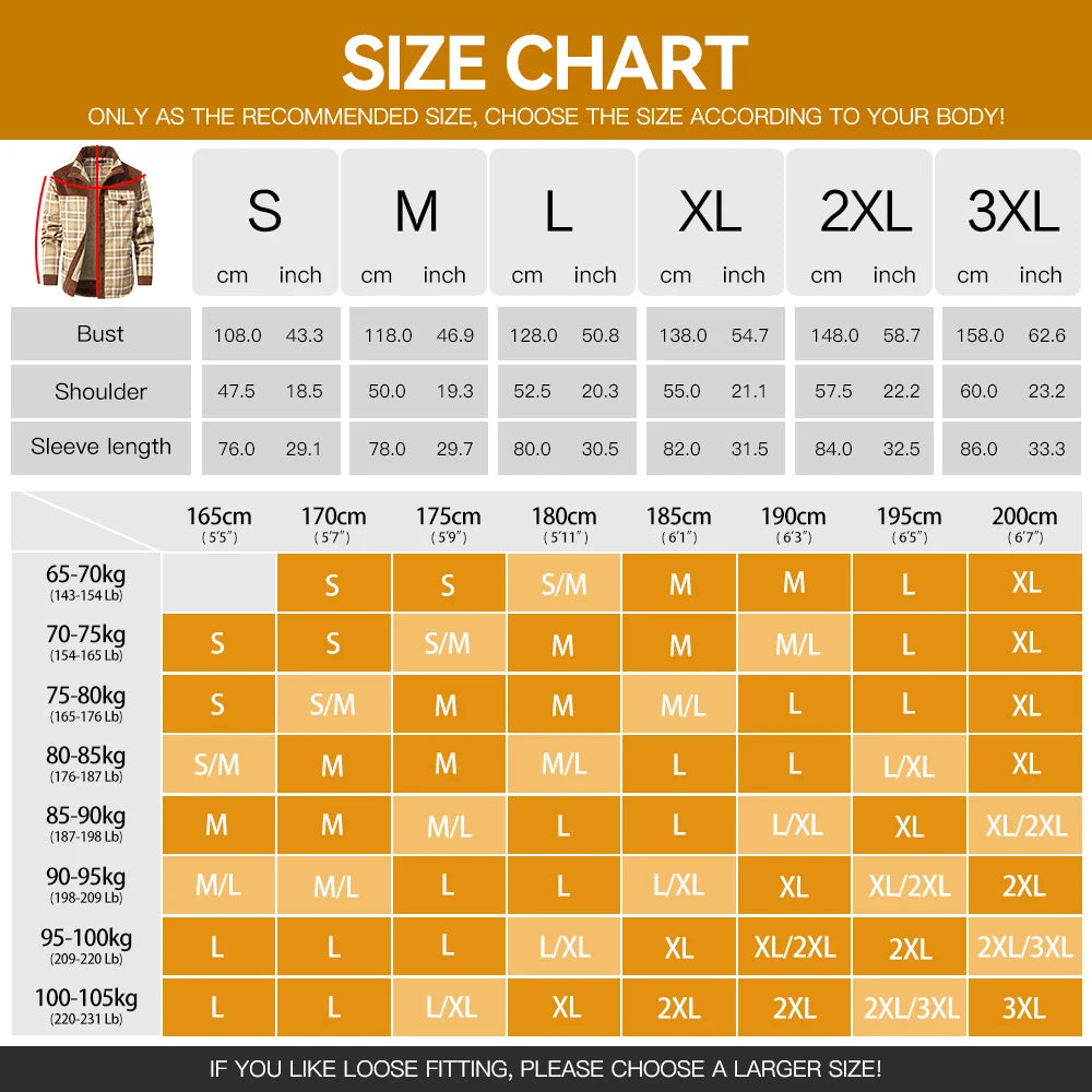 Men's Winter Windproof Bomber Jacket Plaid Sherpa Lined Outdoor Coat