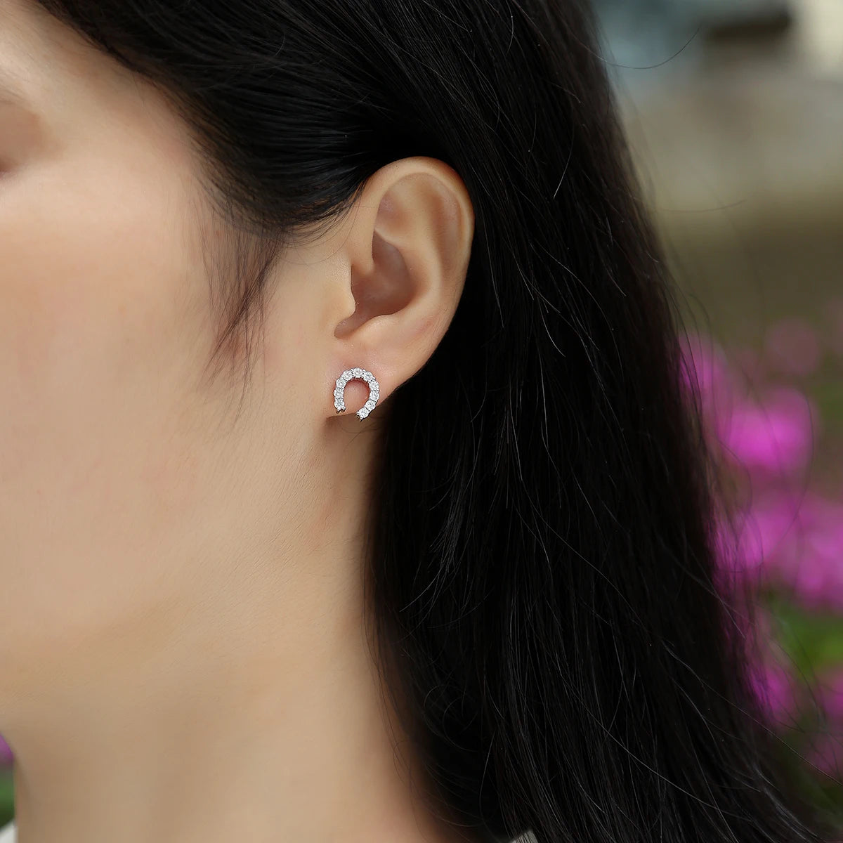 JIUZUAN Moissanite Hoop Earrings 925 Sterling Silver 18K Gold Plated