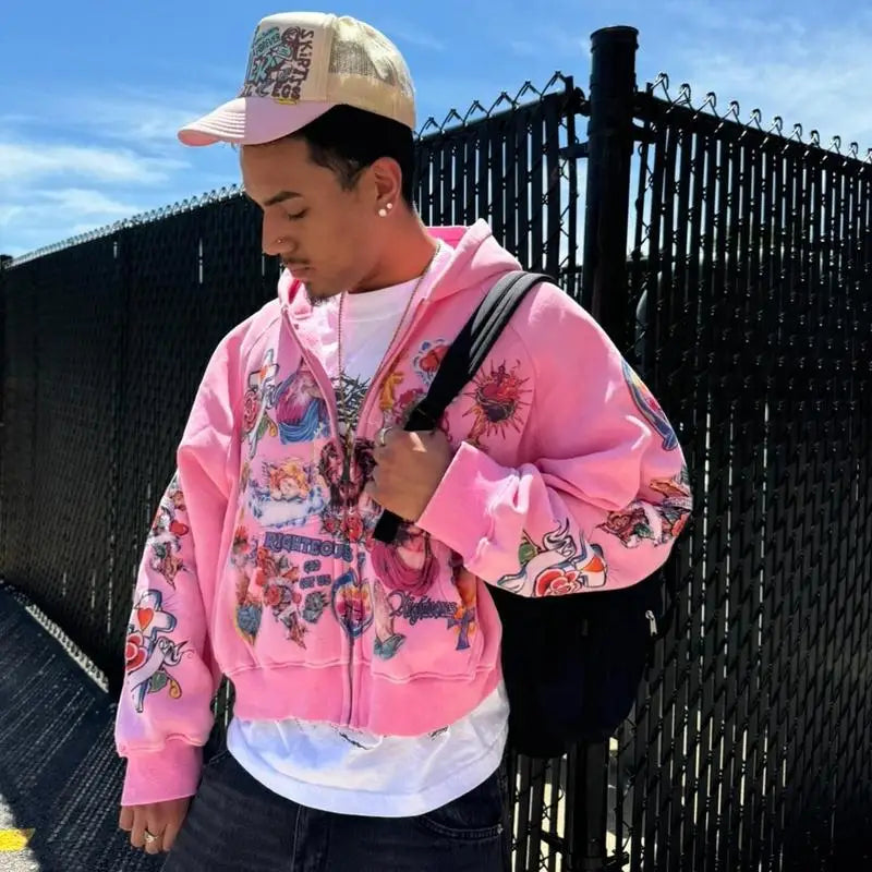 Jesus Y2K Hoodie Jesus Print Hoodie Gothic Harajuku Jacket