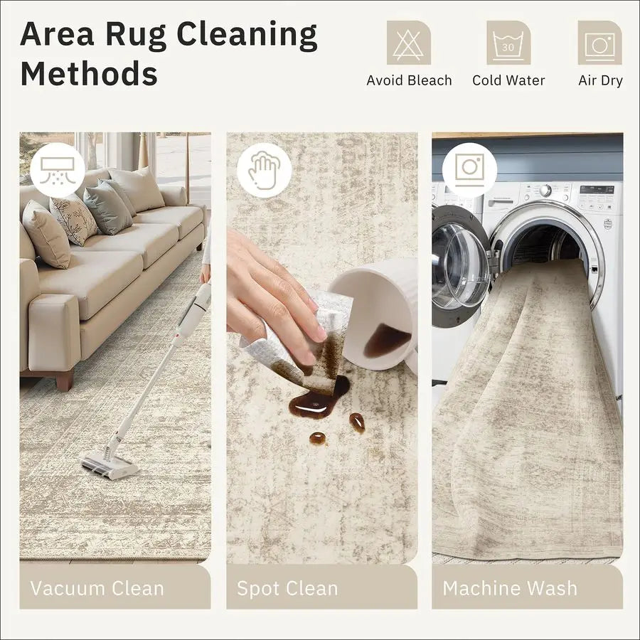 Wool Non-Slip Area Rug With Striped Pattern And Stain Resistance