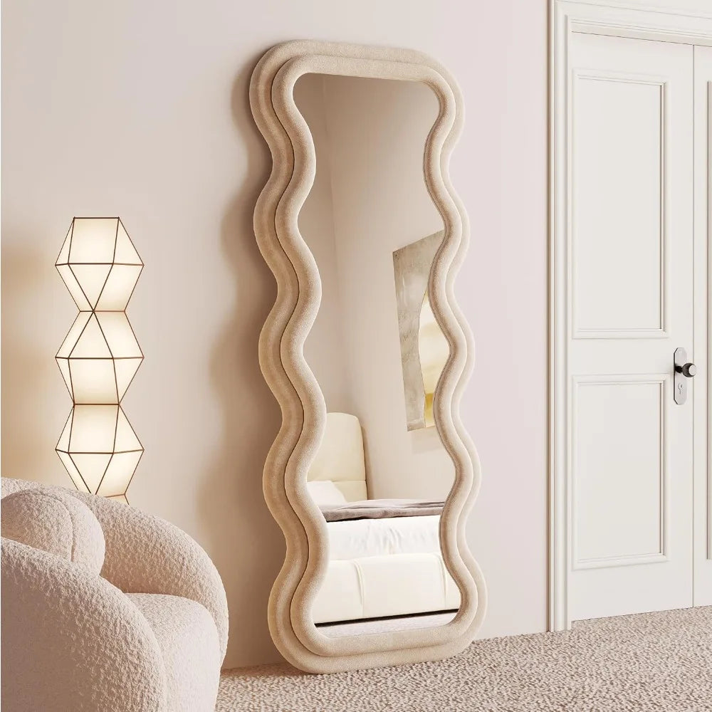 Irregular Arched Wavy Floor Mirror For Bedroom