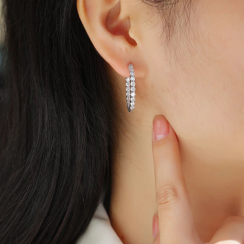JIUZUAN Moissanite Hoop Earrings 925 Sterling Silver 18K Gold Plated