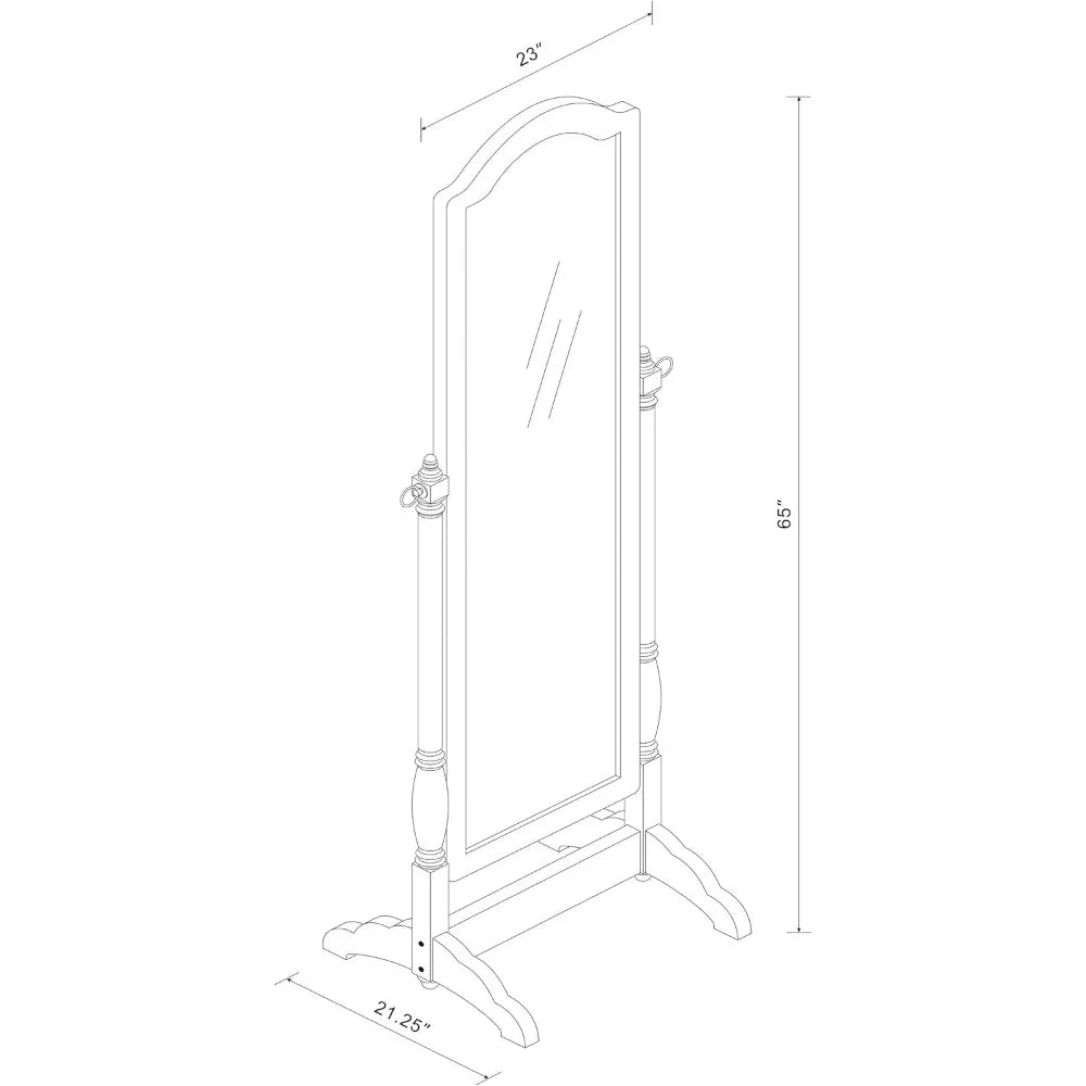 Wood Cheval Mirror With Swivel Base Full-Length Arched Top For Dressing Room Storage
