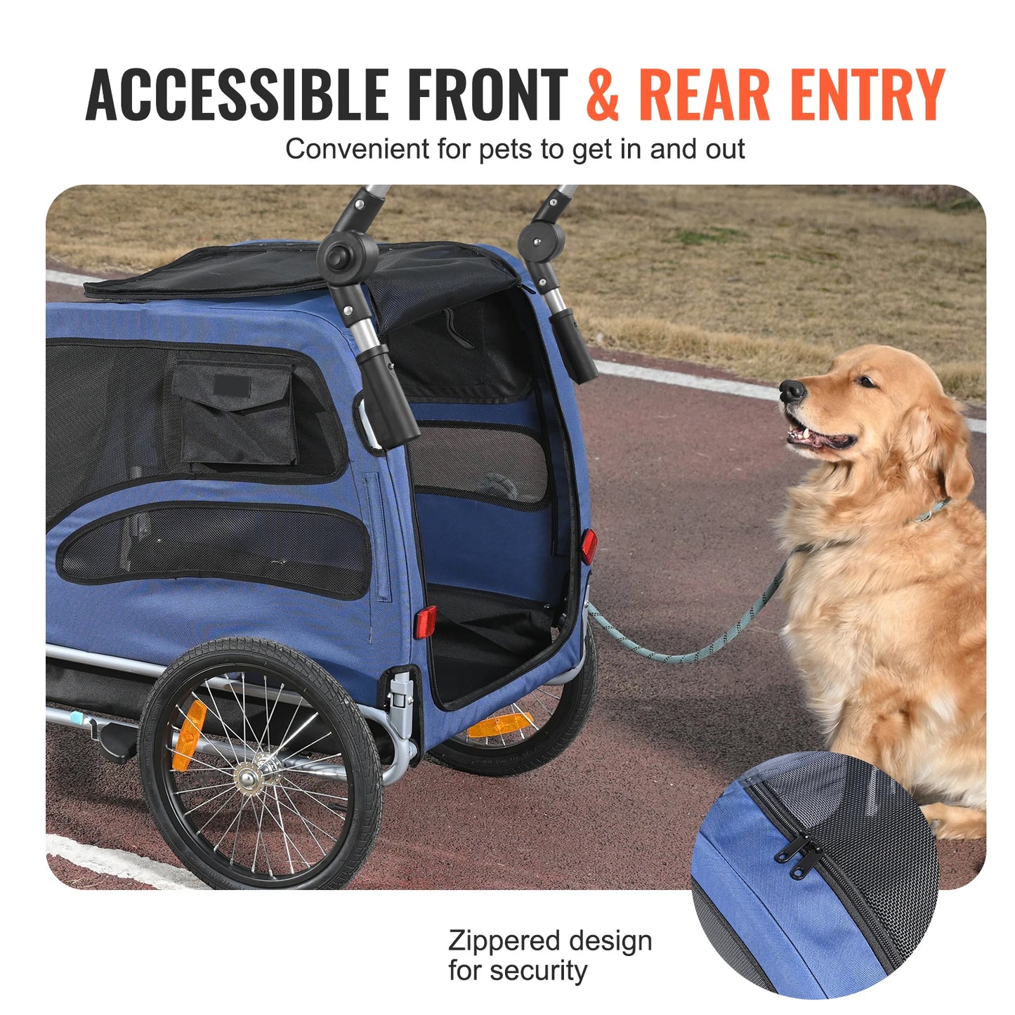 Dog Bike Trailer 2 In 1 Deluxe Pet Travel Stroller