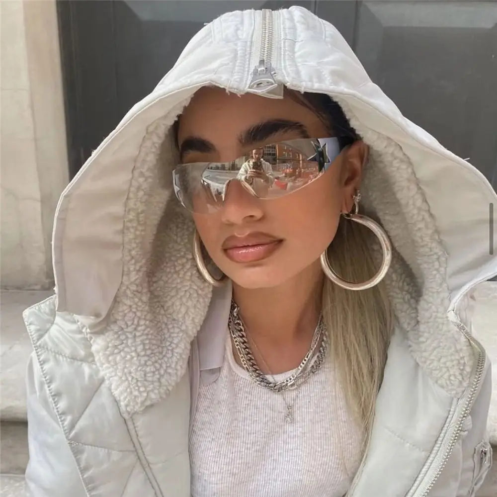 Five Star Eyewear Rimless Y2K Punk Sunglasses Wrap Around