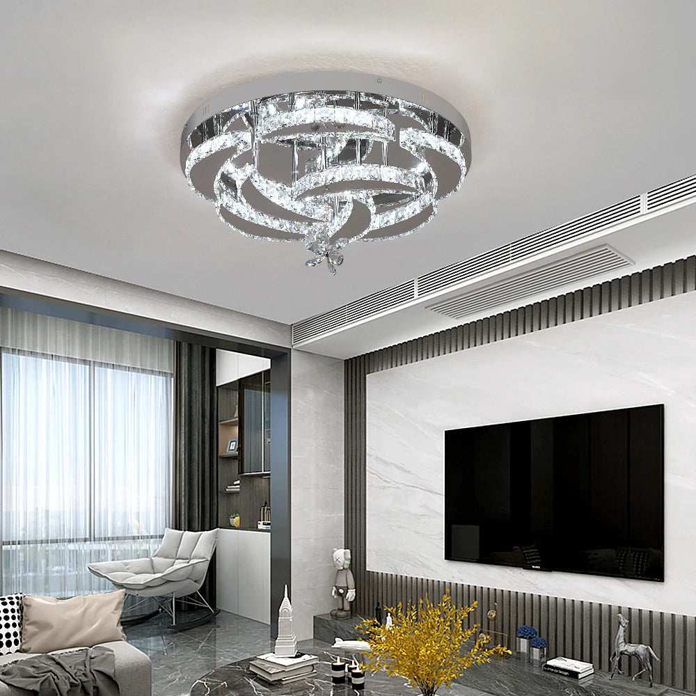 VETRULUS Luxury Crystal Chandelier Modern Ceiling Pendant Lamp Dimmable