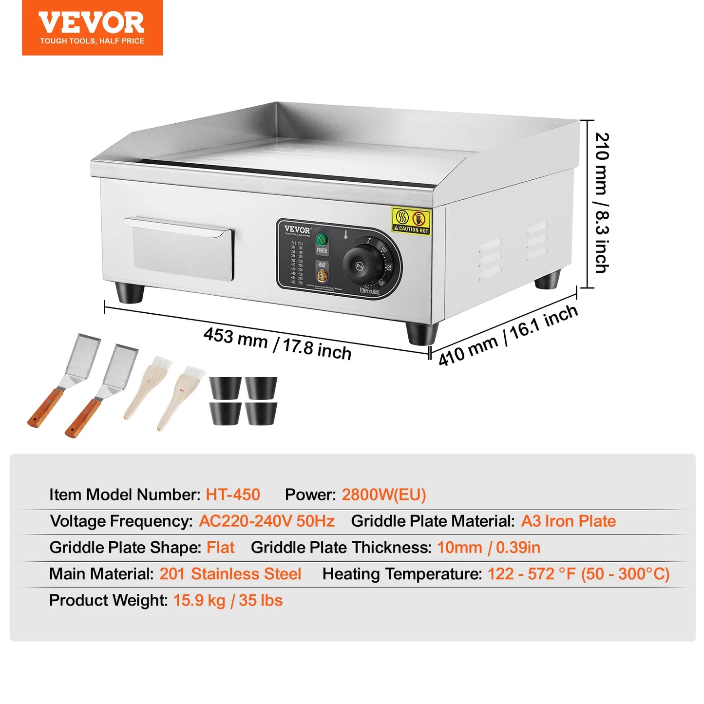 SucceBuy 14"-22" Electric Countertop Griddle Teppanyaki Grill 1600W/3200W Stainless Steel Flat Top Grills for Pancake Chicken