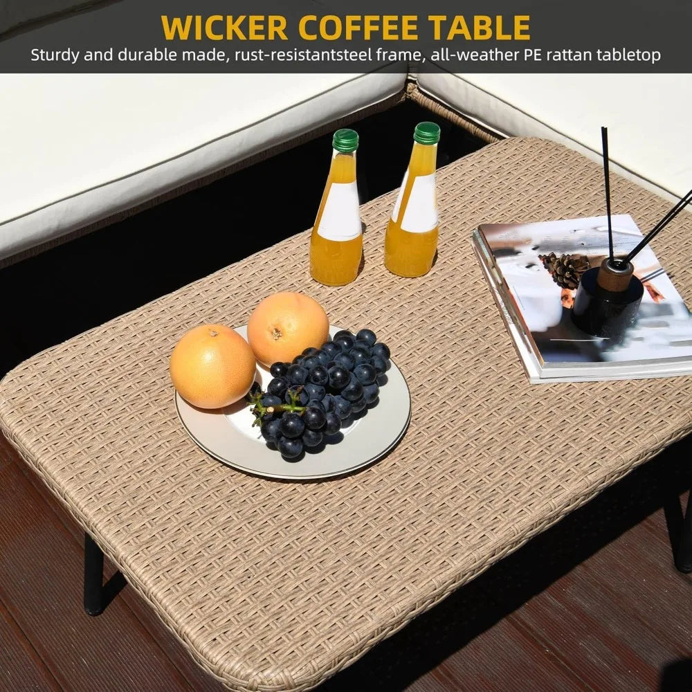All-Weather 4-Piece PE Rattan Weather-Resistant Patio Furniture Conversation Set Deluxe