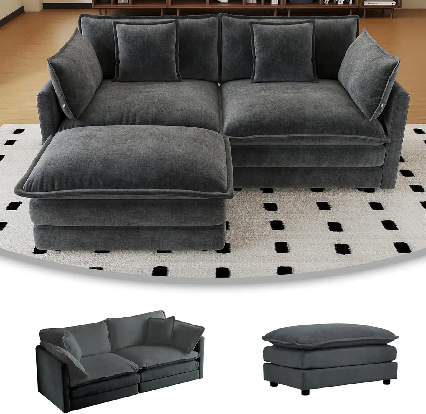 Modern Chenille Cloud Couch Loveseat Modular Sectional