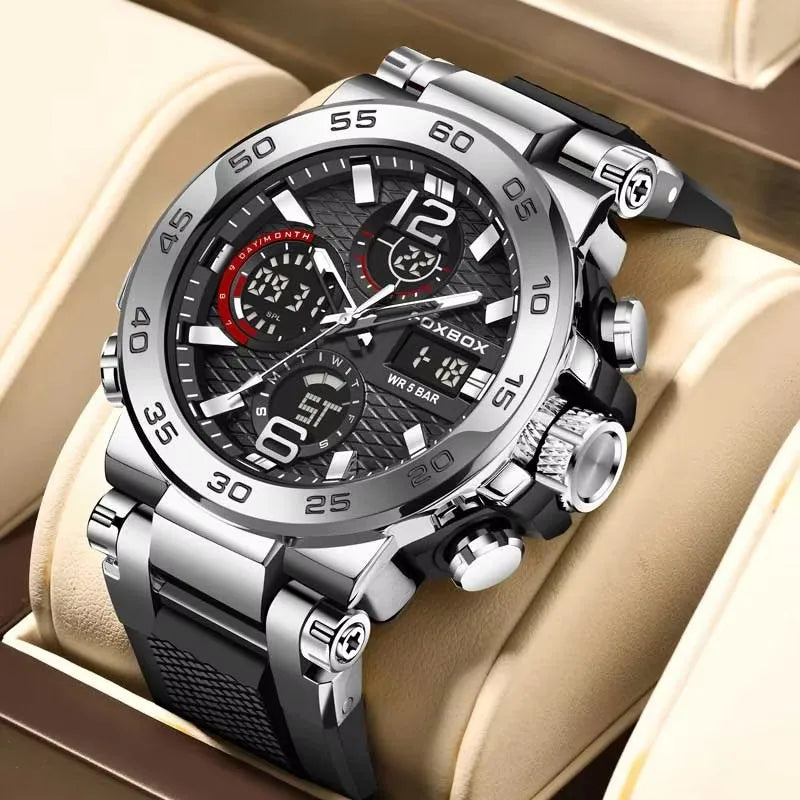 Foxbox Sports Analog Digital Quartz Watch With Silicone Strap