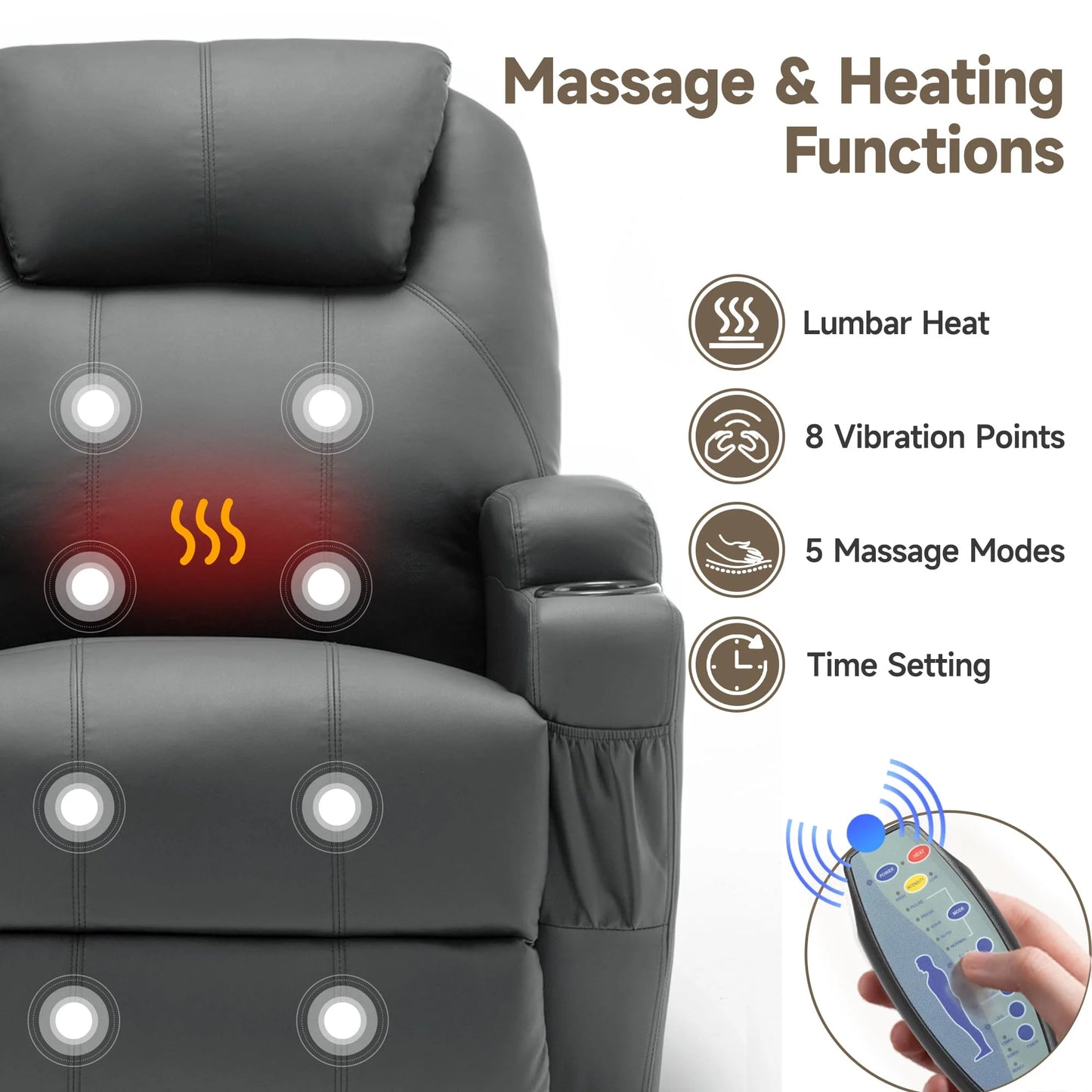 KORSER Recliner Chair With Massage And Heat 360 Degree Swivel Rocker With Remote Control Cup Holder For Living Room