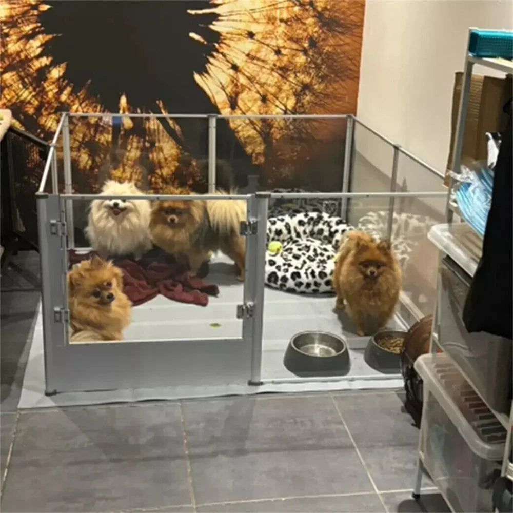 BORWARTH Acrylic Dog Playpen Cage Indoor Enclosure With Waterproof Pad