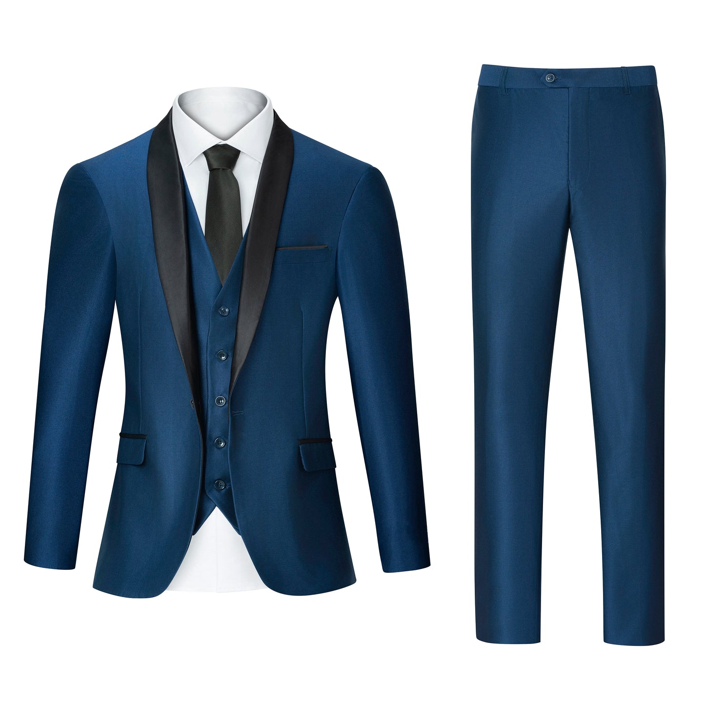 CN Zhejiang Mens Luxury Three Piece Tuxedo Suit Set Jacket Vest Trousers