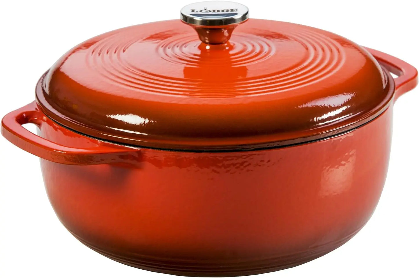 Lodge 6 Quart Enameled Cast Iron Dutch Oven with Lid Dual Handles Oven Safe up to 500° F or on Stovetop Use to Marinate Cook