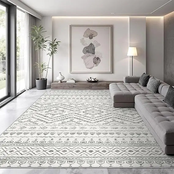 Moroccan Style Washable Microfiber Polyester Durable MachineMade Rug Living Room