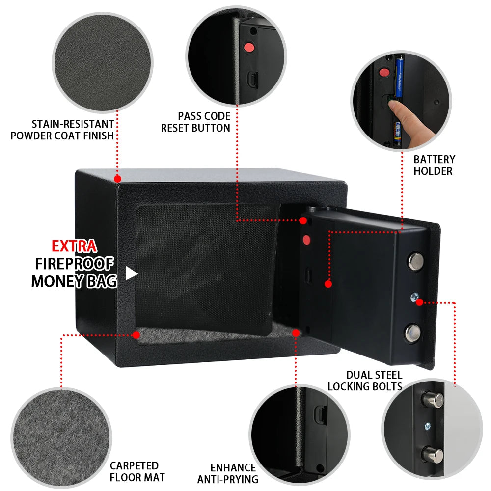 Fireproof Safe With Digital Keypad Sensor Light Adjustable Shelf