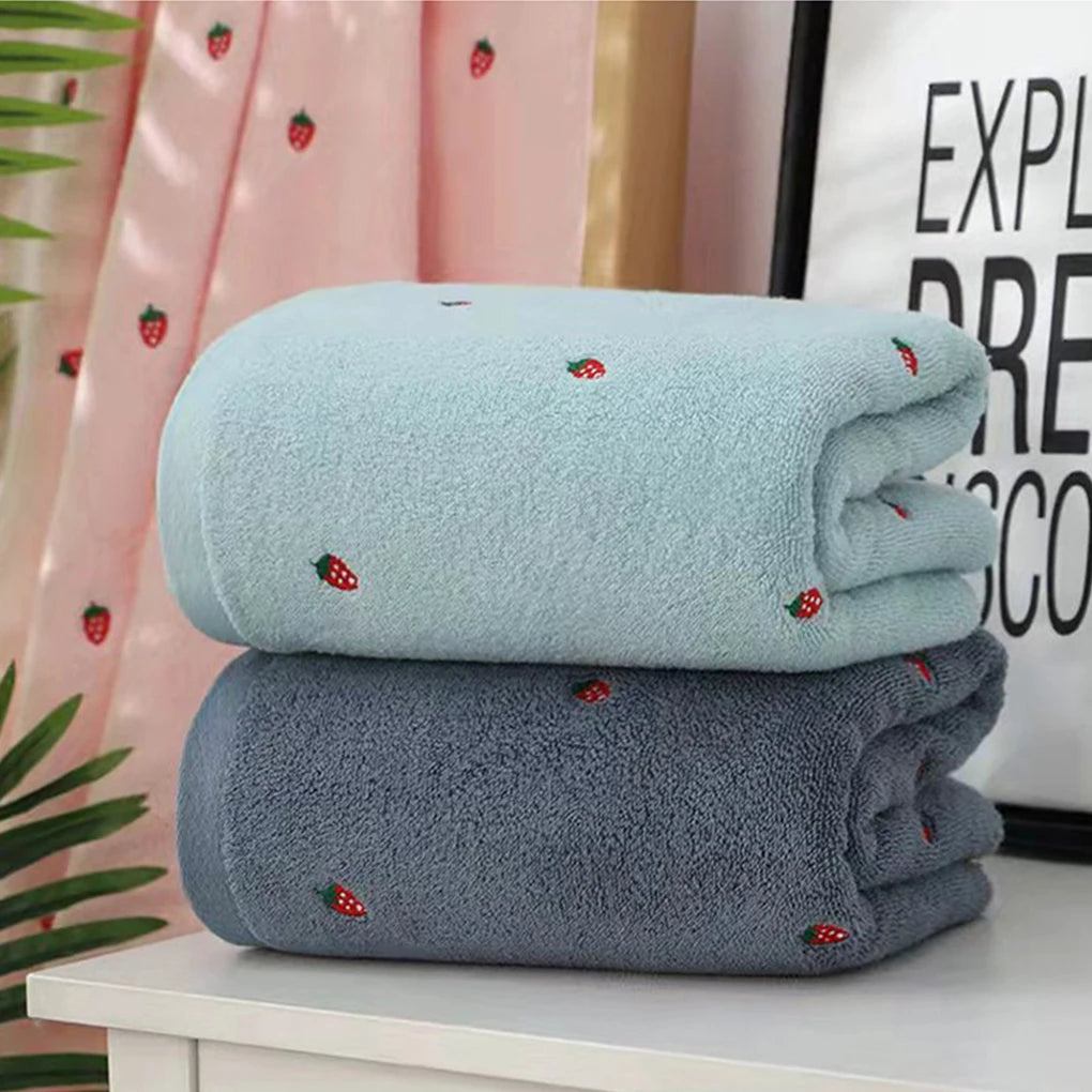 Strawberry Embroidered Bath Towel Set Lightweight Designer