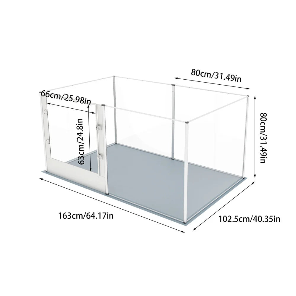 BORWARTH Acrylic Dog Playpen Cage Indoor Enclosure With Waterproof Pad