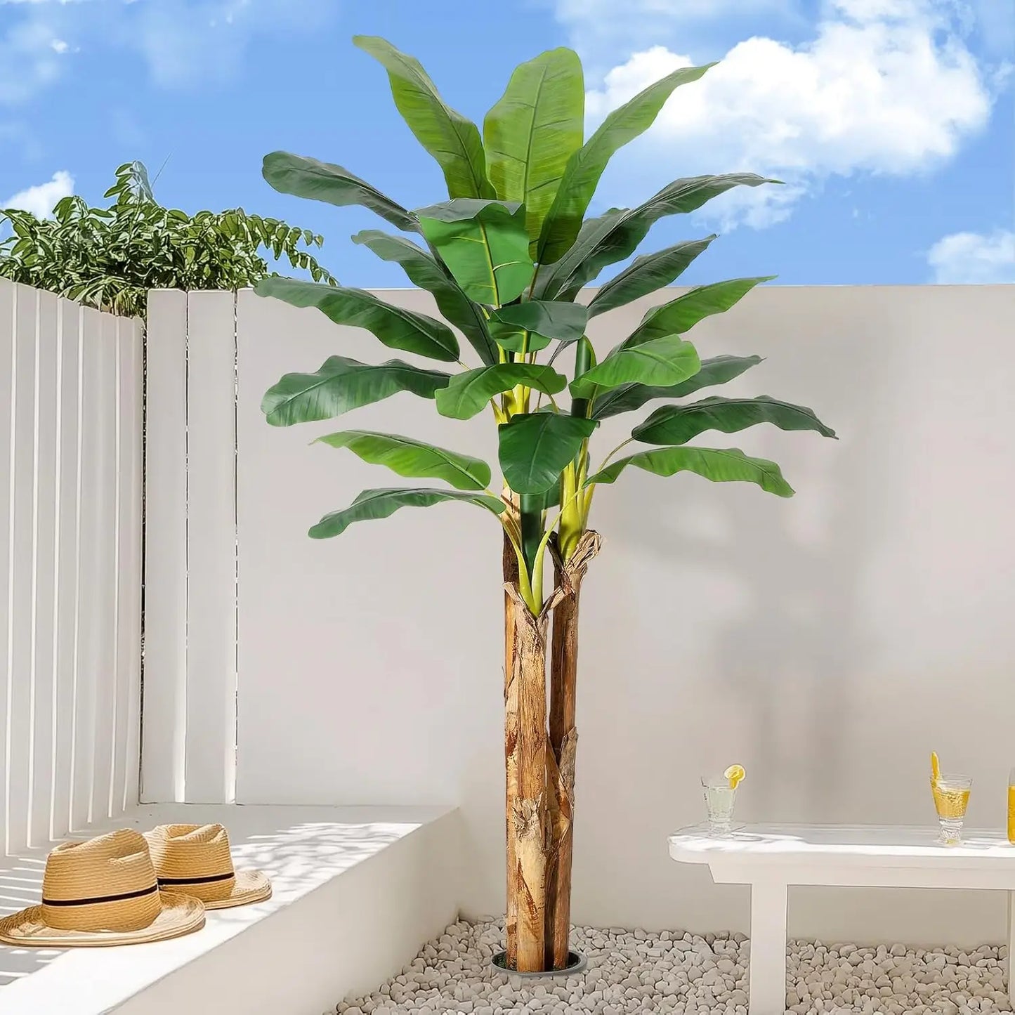 HiMISCN Artificial Banana Tree With Faux Leaves for Home Decor
