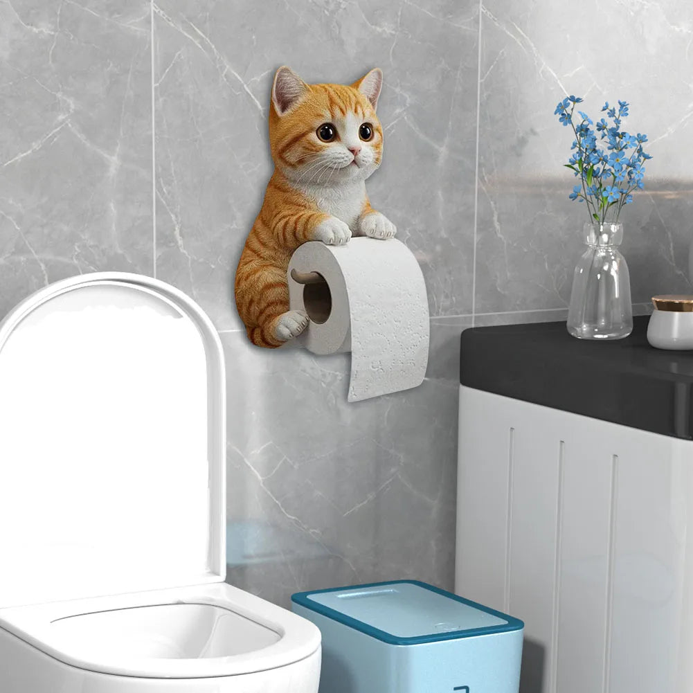 APWIKOGER Cat Shape Wall Mounted Toilet Paper Holder Resin Decorative Paper Stand For Kitchen Bathroom