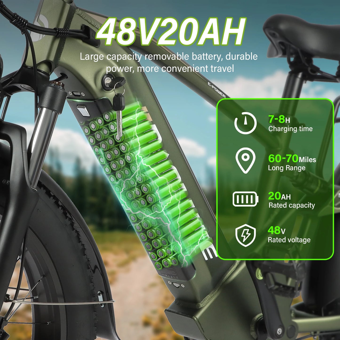 Baolujie 2401 Dual Motor 2000W 48V Removable Battery Electric Bike