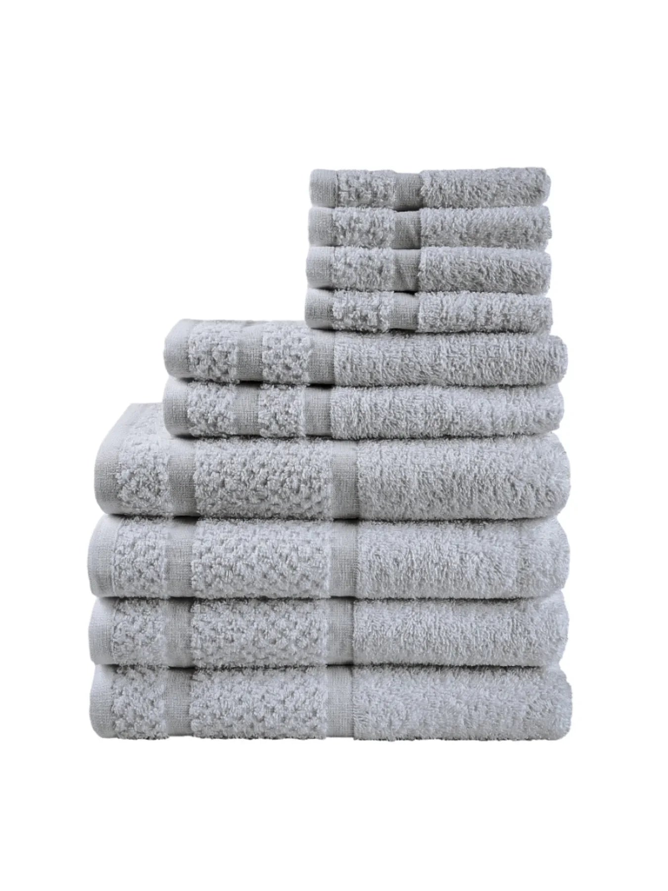 10 Piece Cotton Towel Set Quick Dry Plaid Pattern For Home Bathroom Essentials Everyday Use
