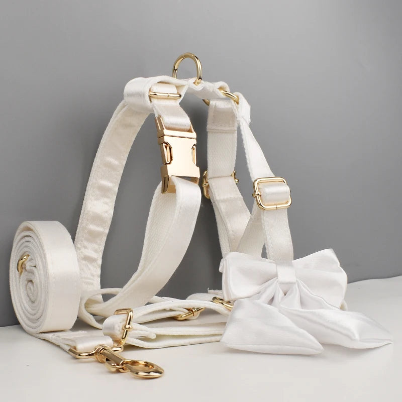 YTYINCN Custom Logo Polyester Dog Collar Leashes Harness Bow Set