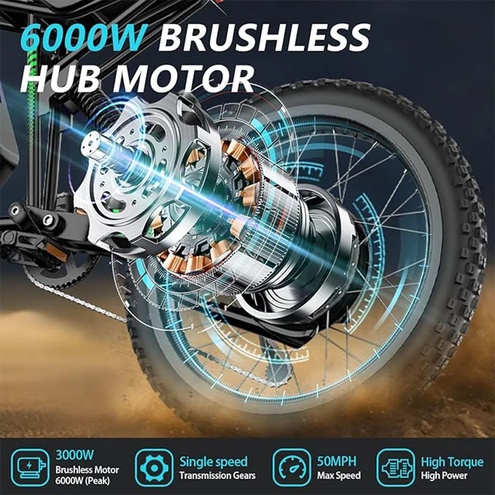 Electric Dirt Bike 6000W 60V 25Ah With Dual Hydraulic Brakes
