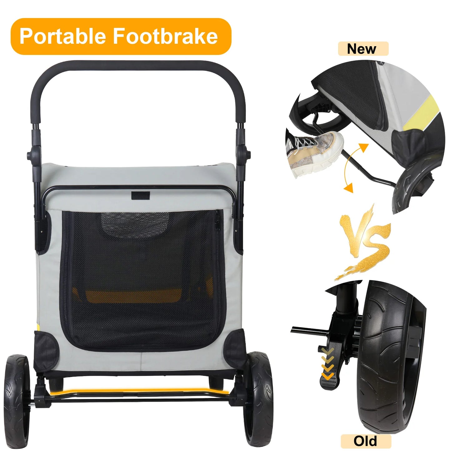 Dog Stroller Pram 4 Wheel Foldable Travel Jogger Wagon
