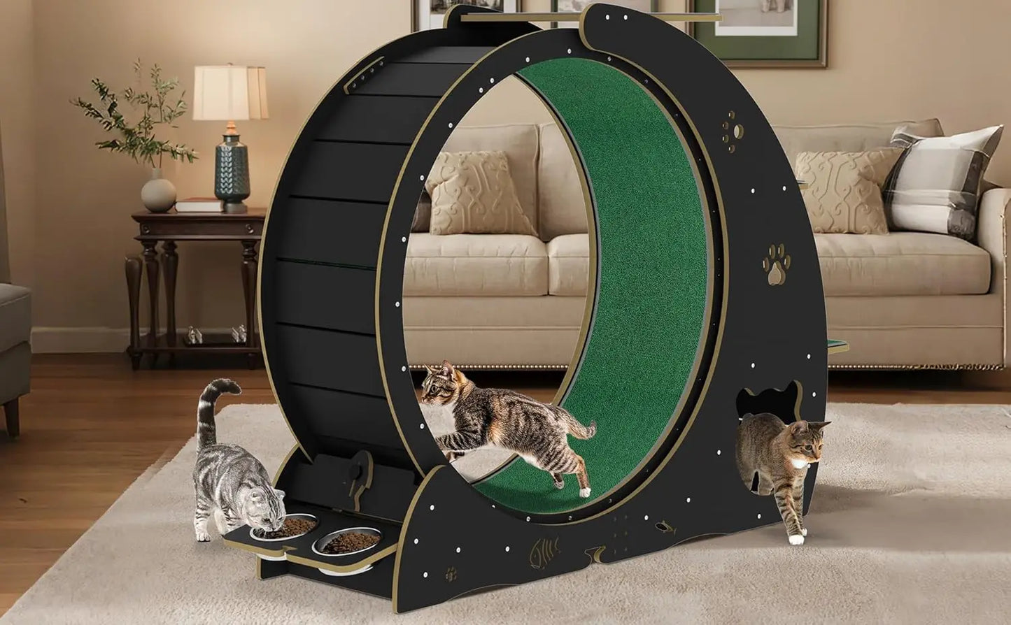 4-in-1 Cat Wheel for Indoor Cats, 40 Inch Large Cat Exercise Wheel & Treadmill, Multi-Functional Pet Activity, Customized
