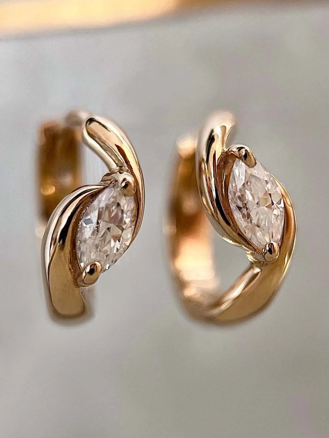 S925 Silver 0.8CT Marquise Moissanite Earrings Fine Jewelry 18K Gold Plated Minimalist Single Stone Everyday Earrings for Women