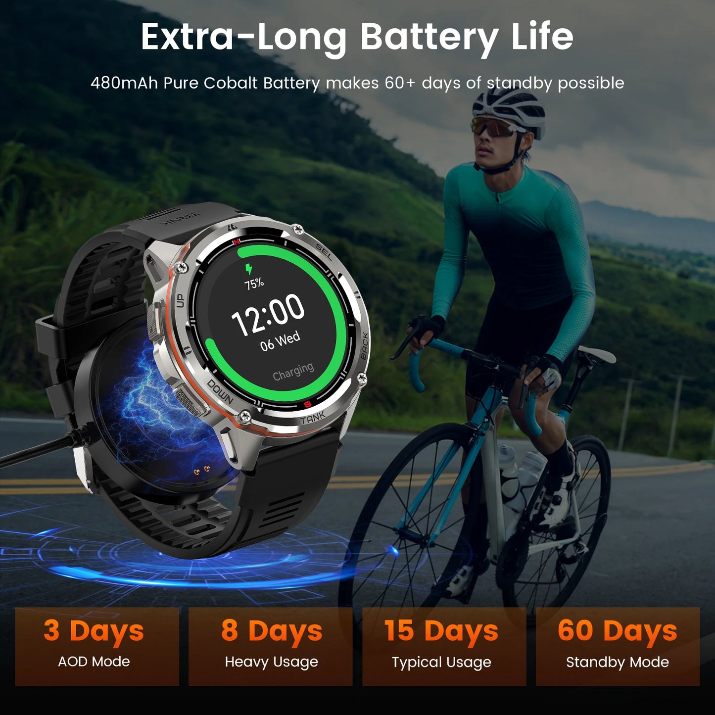 KOSPET Tank T3 Ultra GPS Smartwatch for Men Altimeter Barometer