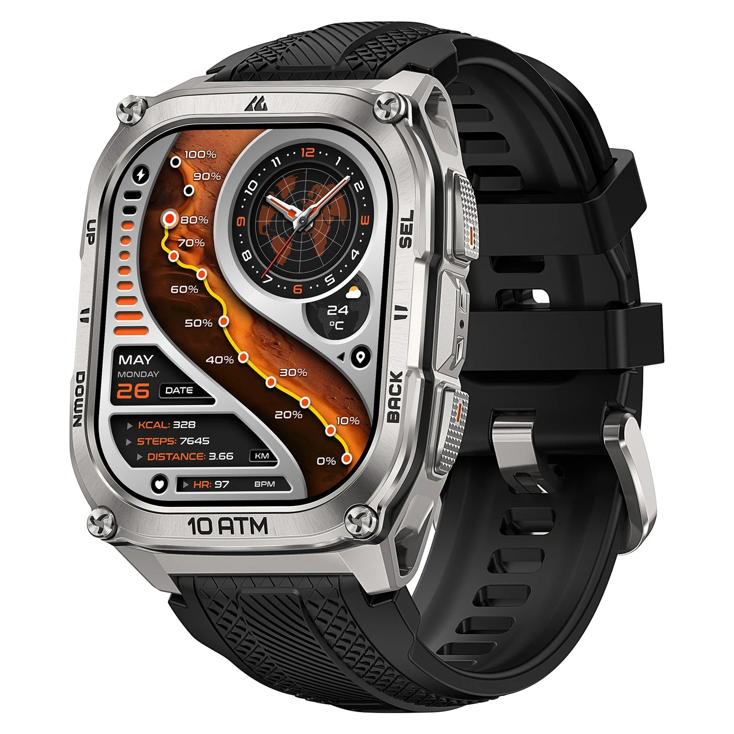 KOSPET Tank M4 Smartwatch GPS 6 Satellite Maps Offline 10ATM