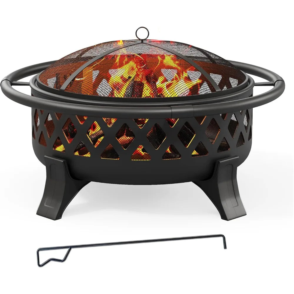 DAFIFY Wood Burning Outdoor Fire Pit With Stoker And Spark Screen For Camping And Patio