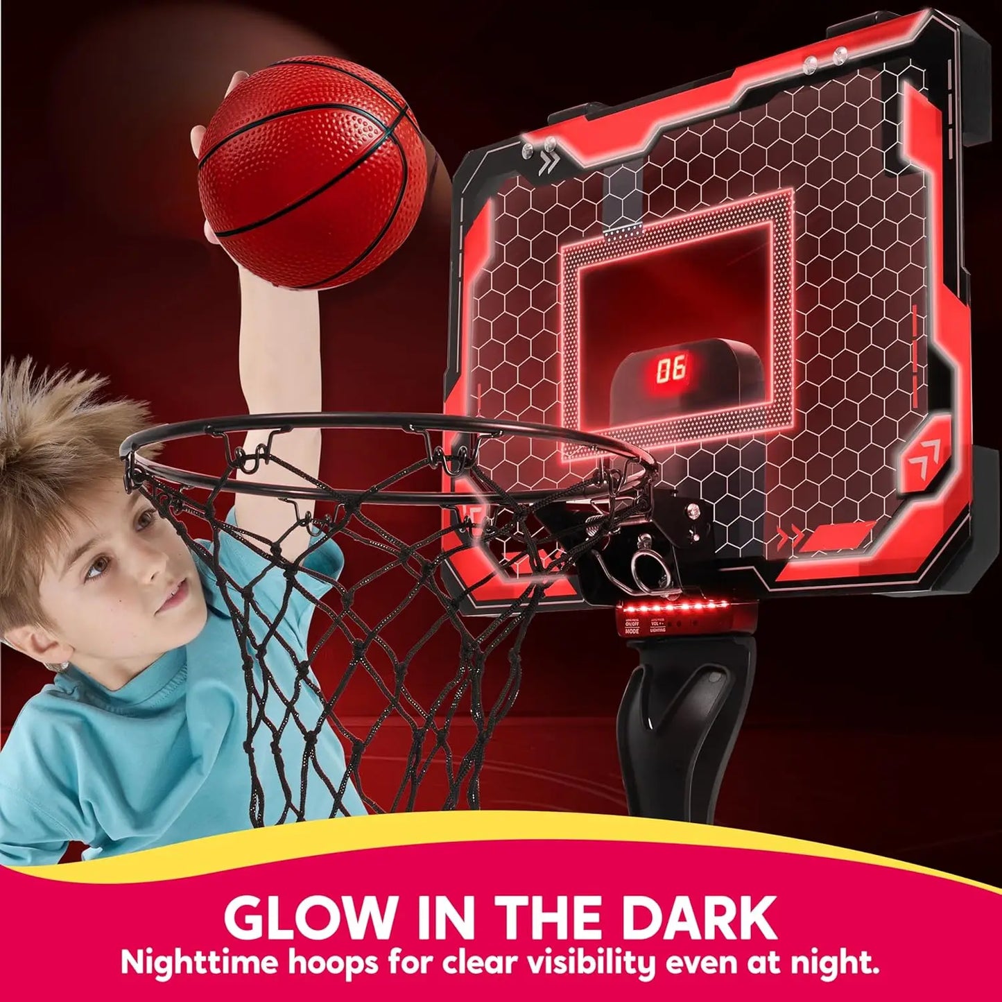 Joyfy Mini Indoor Basketball Hoop With LED Scoreboard Over The Door Set Includes 4 Balls
