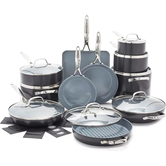 Best seller  Hard Anodized Healthy Ceramic Nonstick , Saute & Sauce Pans, Stockpot,Lids, PFAS-Free, Induction, Dishwasher & Oven