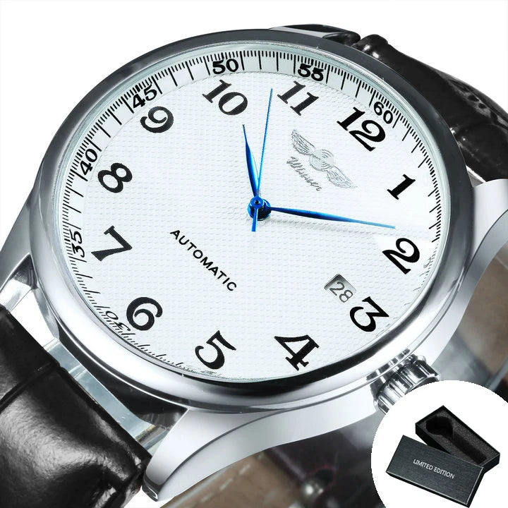 AOKULASIC Classic Business Automatic Mechanical Watch For Men Leather Strap