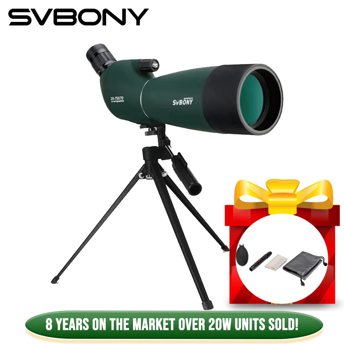 Svbony SV28 Spotting Scope Zoom With Tripod Waterproof Outdoor Hiking