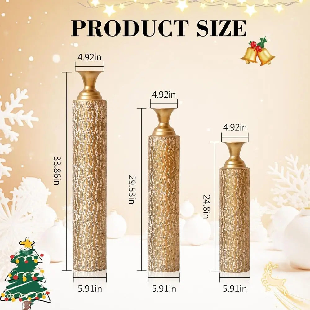 Decorative Tall Metal Floor Vases Set of 3