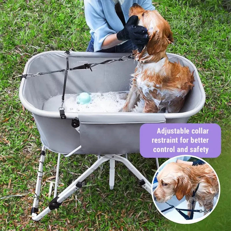 Dog Litter Elevated Foldable Dog Bath Tub Adjustable For Grooming Station