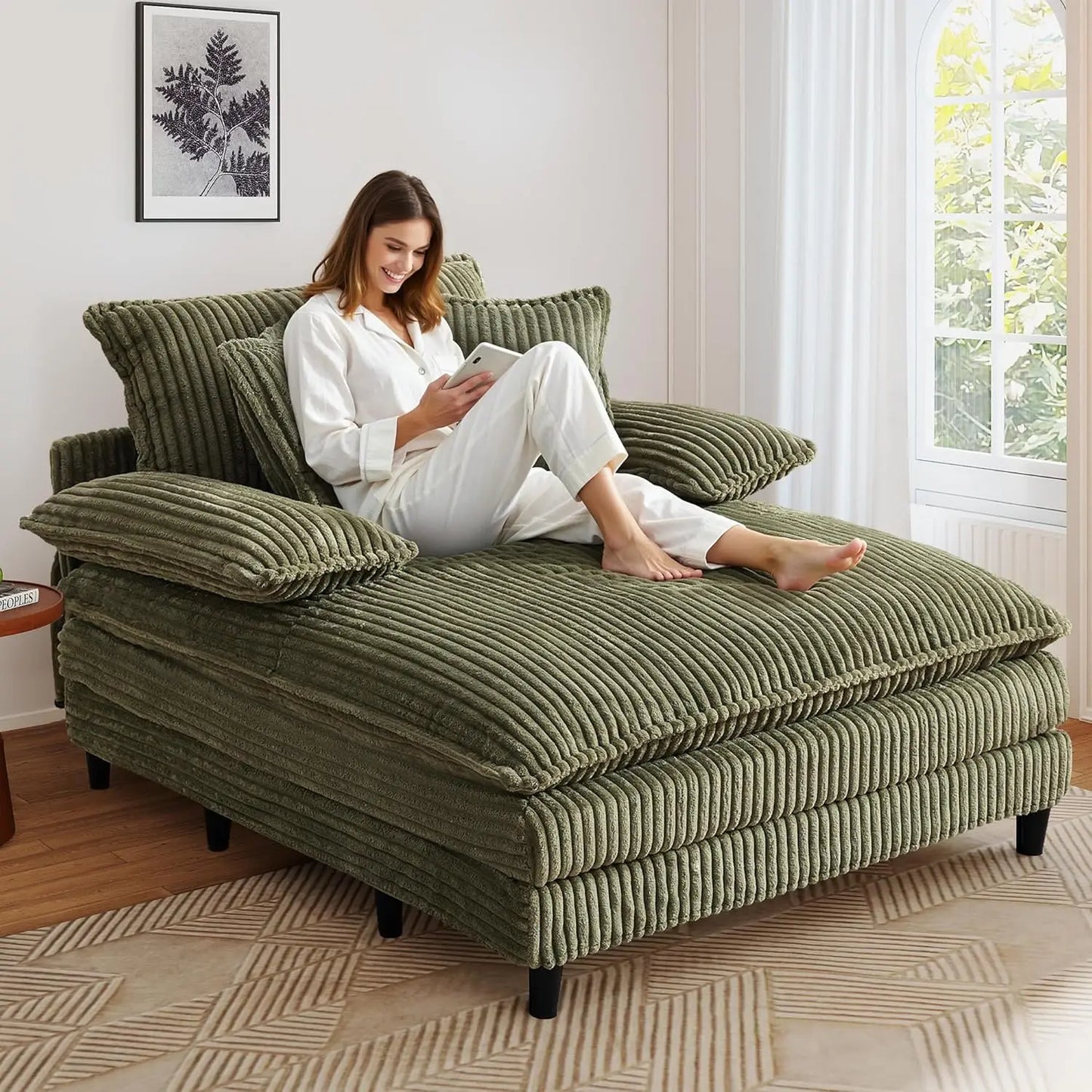 Chaiselounge Indoor Sofa Bed With Adjustable Backrest Comfortable Seating Durable