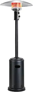 Patio Heater Outdoor Gas Powered Tower Style With Wheels For Mobility And Outdoor Use