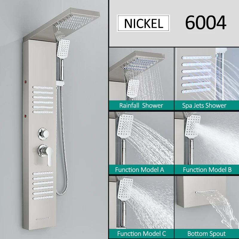 Quyanre LED Shower Panel Tower System Waterfall Massage