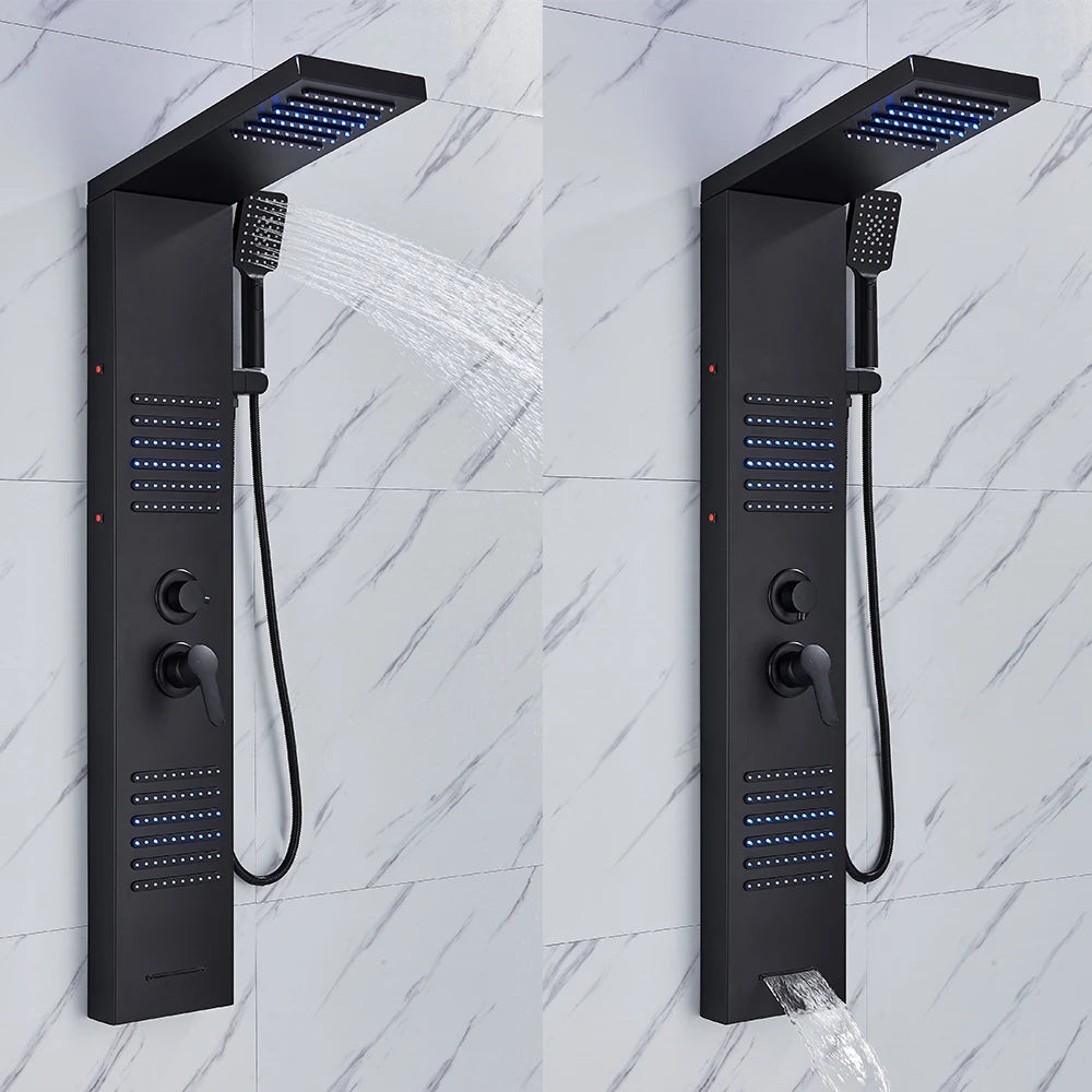 Quyanre LED Shower Panel Tower System Waterfall Massage